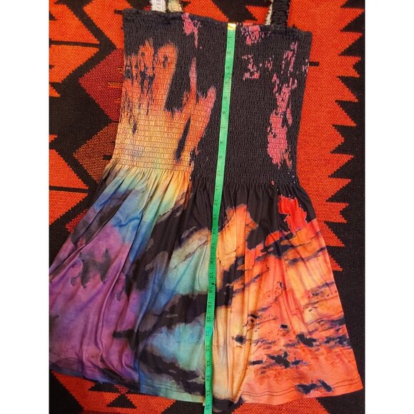 NEW NO BRAND FIT AND FLARE MULTICOLORED TIE DYED TOP. SIZE XL - Picture 3 of 7